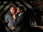 Cuba Gooding, Jr. helps out Aziz Ansari during Sundance set