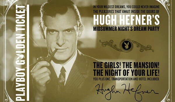 Hugh Hefner Golden Ticket Playboy Mansion Party